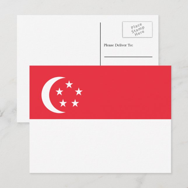 Singaporean Flag, Flag of Singapore Postcard (Front/Back)