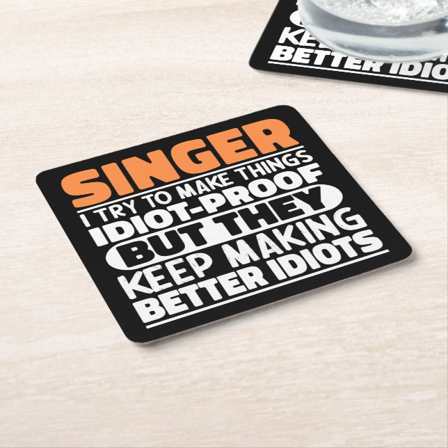 Singer I Try To Make Things Funny Sayings Musician Square Paper Coaster (Angled)