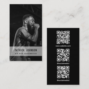 Singer Musician Photo Hip Hop Scannable QR Code Business Card