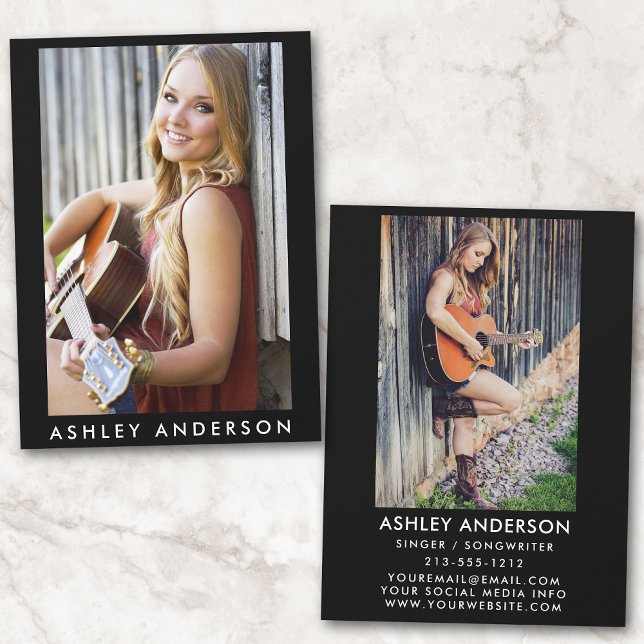 Singer Musician Photo Promo Card - Back Photo (Customize to change background color, text size or text style.)