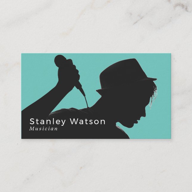 Singer Silhouette, Professional Vocalist Business Card (Front)