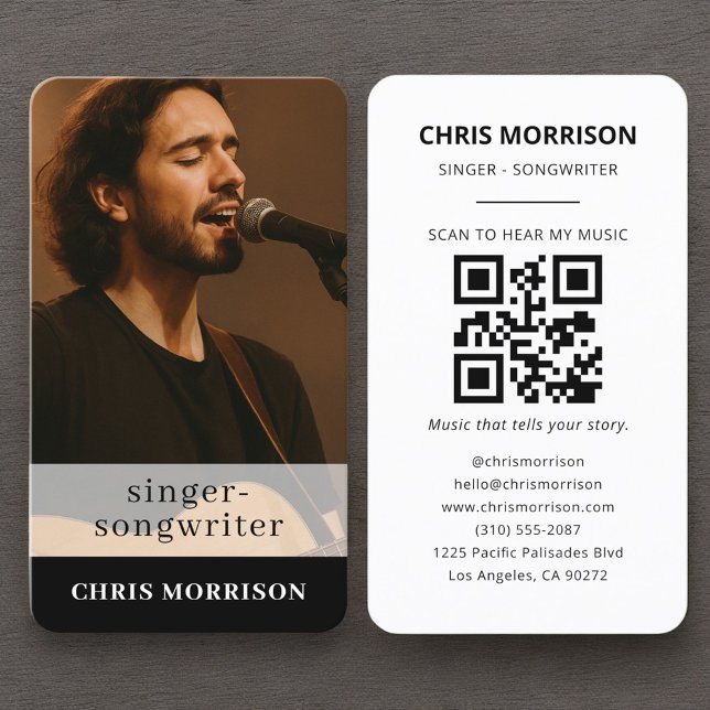 Singer Songwriter QR Code Photo Professional Business Card (Creator Uploaded)