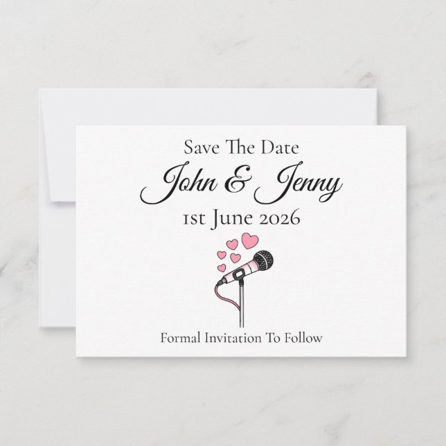 Singer Vocalist Musician Wedding Save The Date (Front)