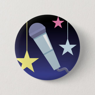 singer's microphone and stars design 6 cm round badge