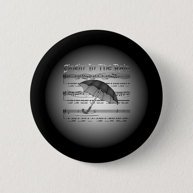 Singin’ In The Rain ~ Umbrella ~ Sheet Music 6 Cm Round Badge (Front)