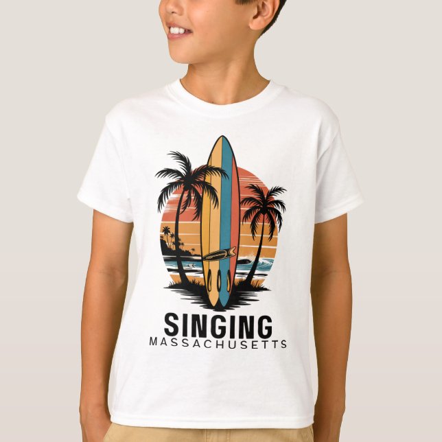 Singing Beach Machusetts Surfing Surfer  T-Shirt (Front)