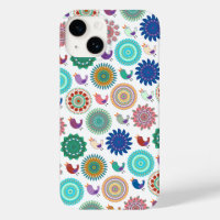 Singing Bird and Mandala Cute Folk Art Pattern