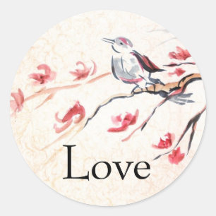 Singing Bird Background Classic Round Sticker