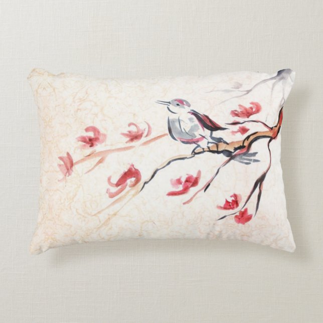 Singing Bird Background Decorative Cushion (Front)