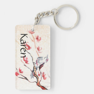 Singing Bird Background Key Ring
