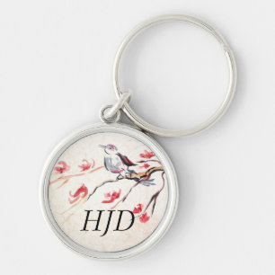 Singing Bird Background Key Ring