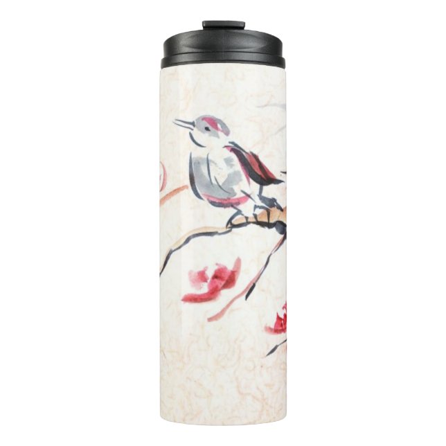 Singing Bird Background Thermal Tumbler (Front)
