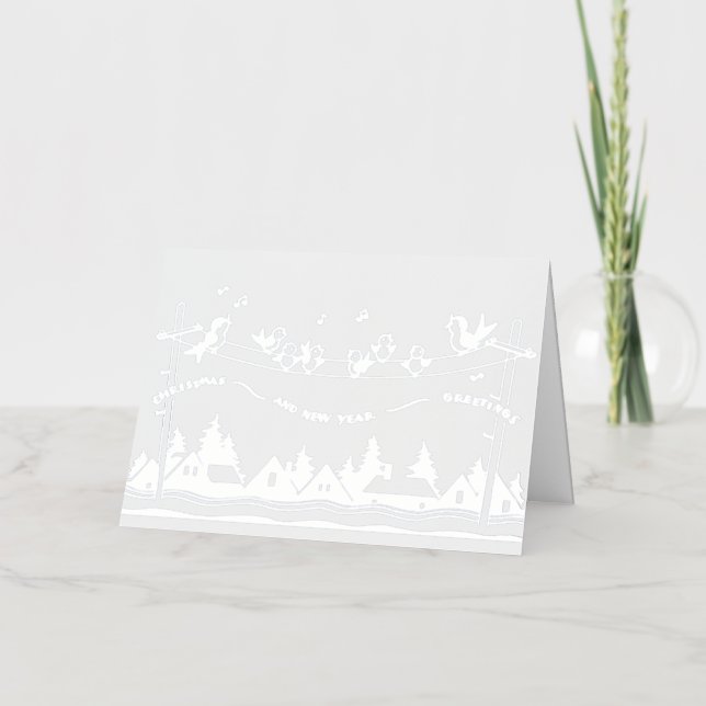 Singing Birds Christmas  Foil Greeting Card (Front)