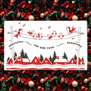 Singing Birds Christmas Rectangular Sticker