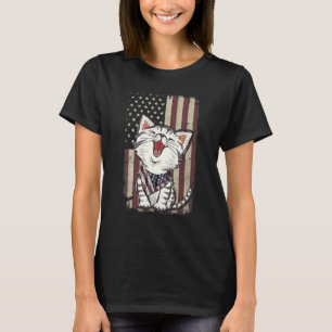 Singing Cat American Flag Bandanna 4th Of July T-Shirt