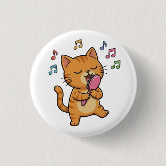 Singing Cat With Hairbrush Button