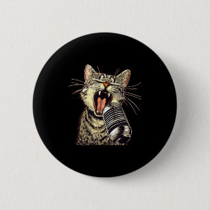 Singing Cat With Karaoke Mic Costume  6 Cm Round Badge