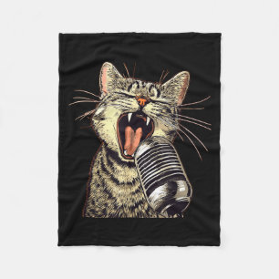 Singing Cat With Karaoke Mic Costume Fleece Blanket
