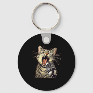 Singing Cat With Karaoke Mic Costume  Key Ring