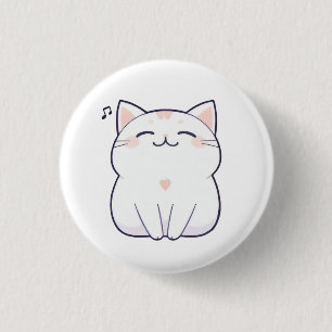 Singing Cat with Music Note Kawaii Design 3 Cm Round Badge