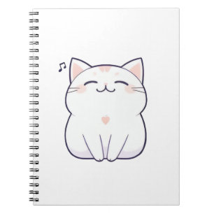 Singing Cat with Music Note Kawaii Design Notebook