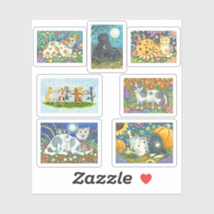 SINGING CATS AND COUNTRY FOLK ART KITTEN STICKERS