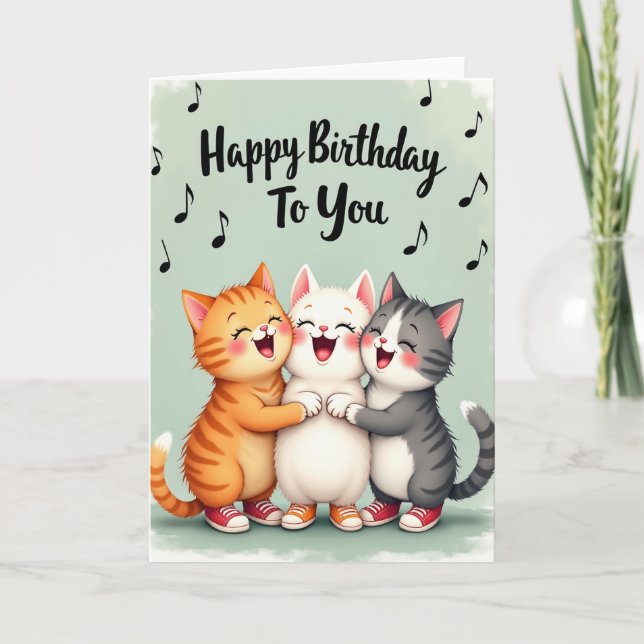 Singing Cats Birthday Card (Front)