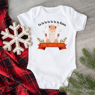 Singing Christmas Llama Family Matching Baby Bodysuit