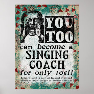 Singing Coach - Funny Vintage Retro Poster