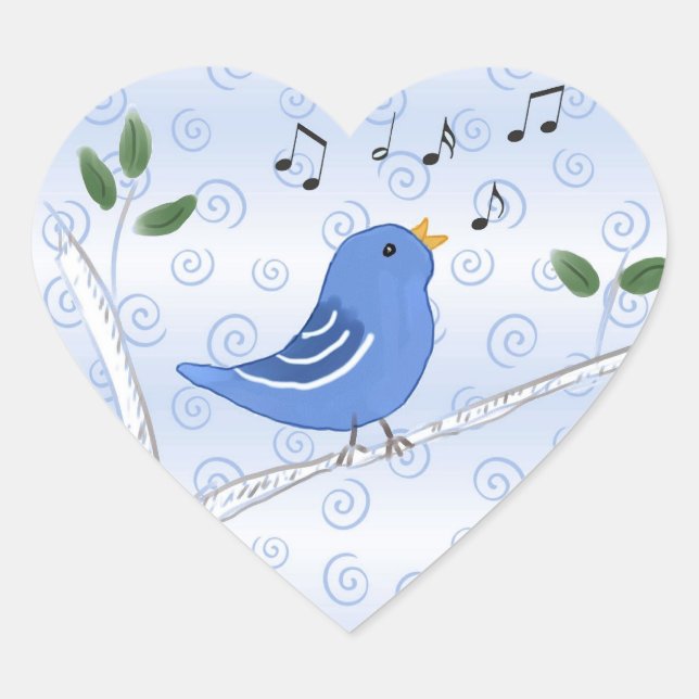 Singing Cute Bluebird Stickers (Front)