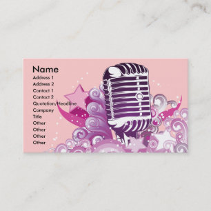singing diva vintage microphone vector business card