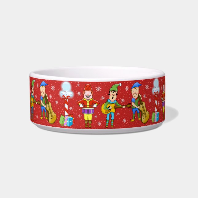 Singing Elves Christmas Dog Bowl (Left)