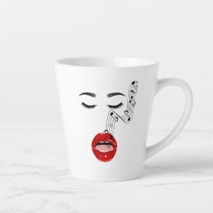 Singing Female Face with Musical Notes             Latte Mug