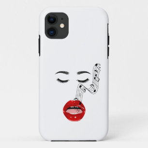 Singing Female Face with Musical Notes Phone Case
