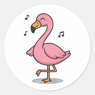 Singing Flamingo Classic Round Sticker