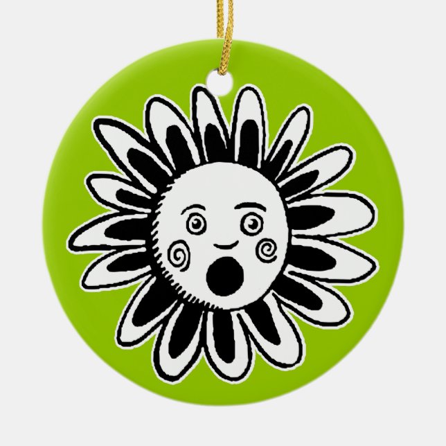 Singing Flower Ceramic Tree Decoration (Front)