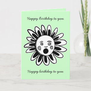 Singing Flower - Happy Birthday Song - Pale Green Card