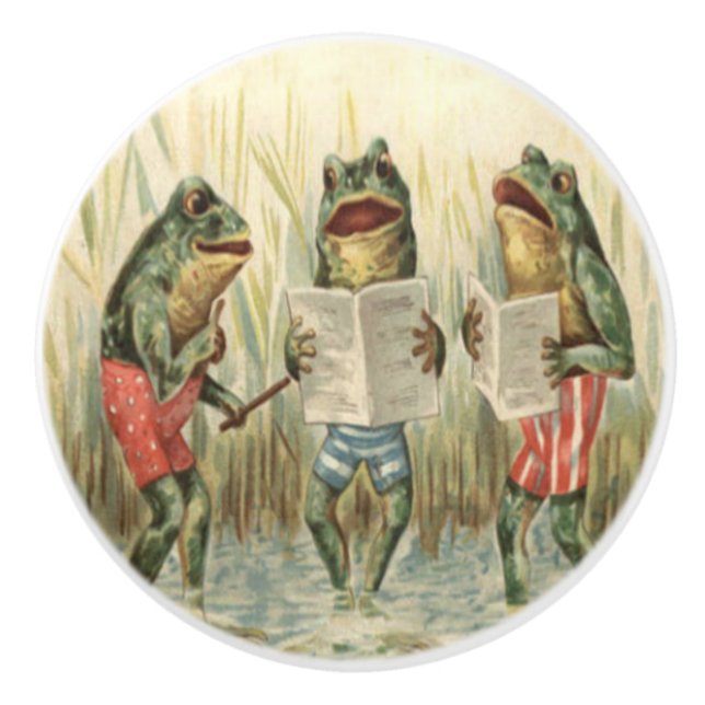 Singing Frogs Ceramic Knob (Front)