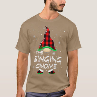 Singing Gnome Buffalo Plaid Matching Family Christ T-Shirt