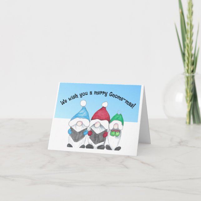Singing gnomes Christmas card (Front)