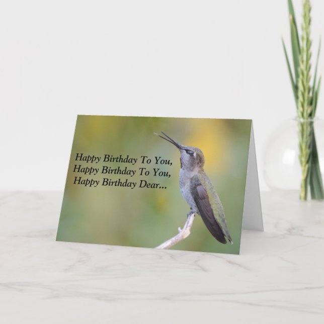 Singing Happy Birthday Hummingbird Card (Front)