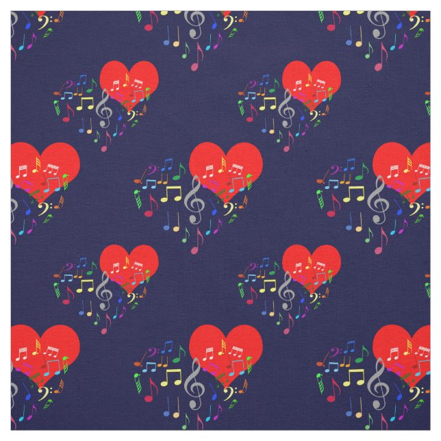 Singing Heart Pattern. Colour Notes, Blue Backdrop (Swatch)