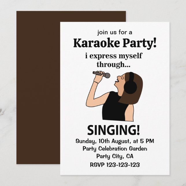 Singing I Express Myself Through Singing Invitation (Front/Back)