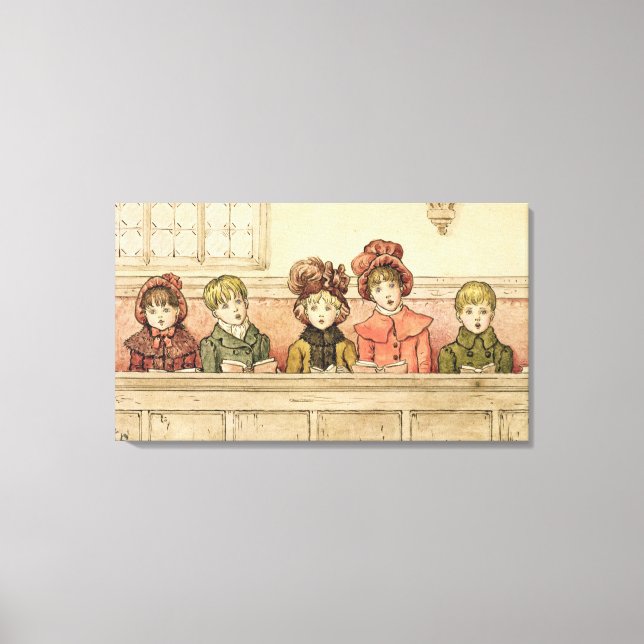 Singing in church (w/c on paper) canvas print (Front)