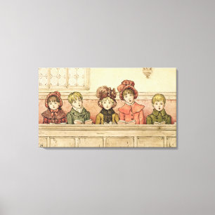 Singing in church (w/c on paper) canvas print