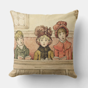 Singing in church (w/c on paper) cushion