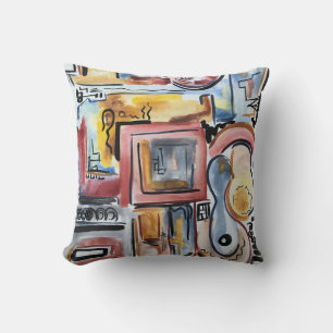 Singing In The Kitchen-Abstract Watercolor Art Cushion