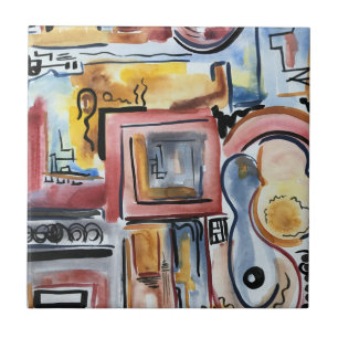 Singing In The Kitchen-Abstract Watercolor Art Tile