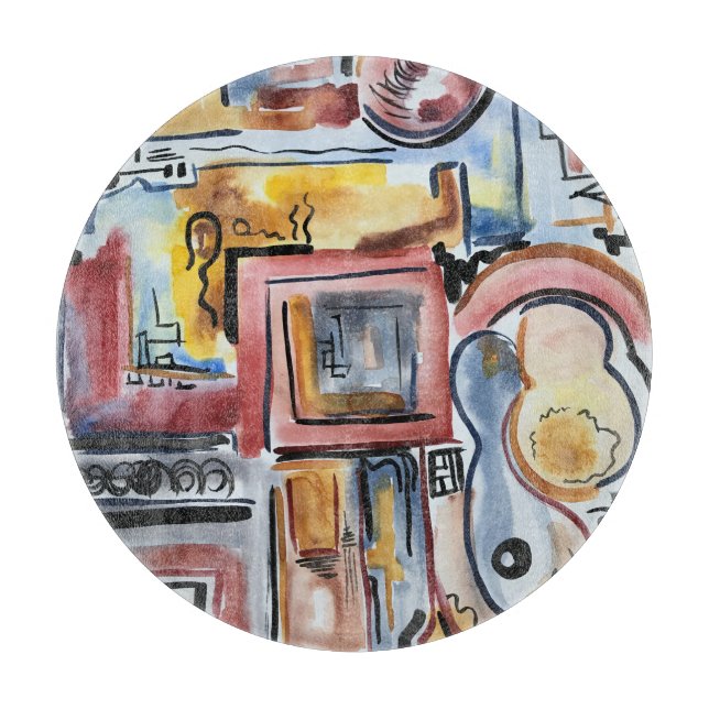 Singing In The Kitchen-Hand Painted Modern Art Cutting Board (Front)
