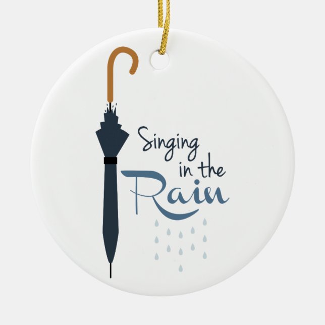 Singing in the Rain Ceramic Tree Decoration (Front)
